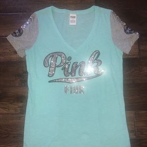 Victoria's Secret PINK Turquoise BLING Shirt (S)